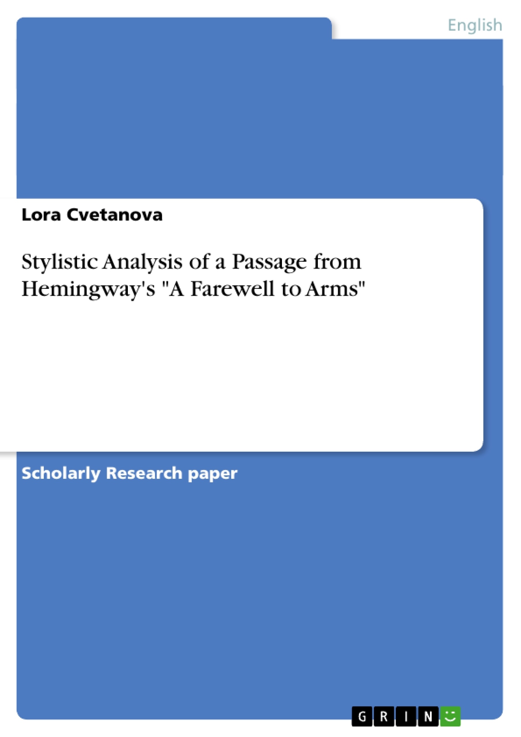 Ernest hemingway a farewell to arms thesis